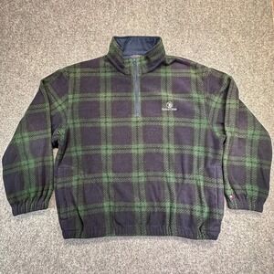 Tommy Hilfiger Golf XL Plaid Fleece 1/4 Zip Pullover Saddle Creek Embroidered